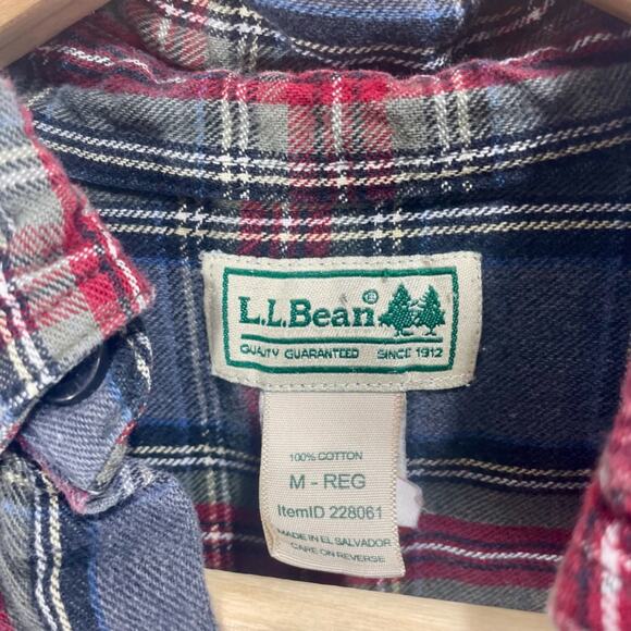 Vintage 1990s L.L. Bean Scotch Plaid Flannel Button Up Long Sleeve Shirt Sz M - Picture 6 of 12